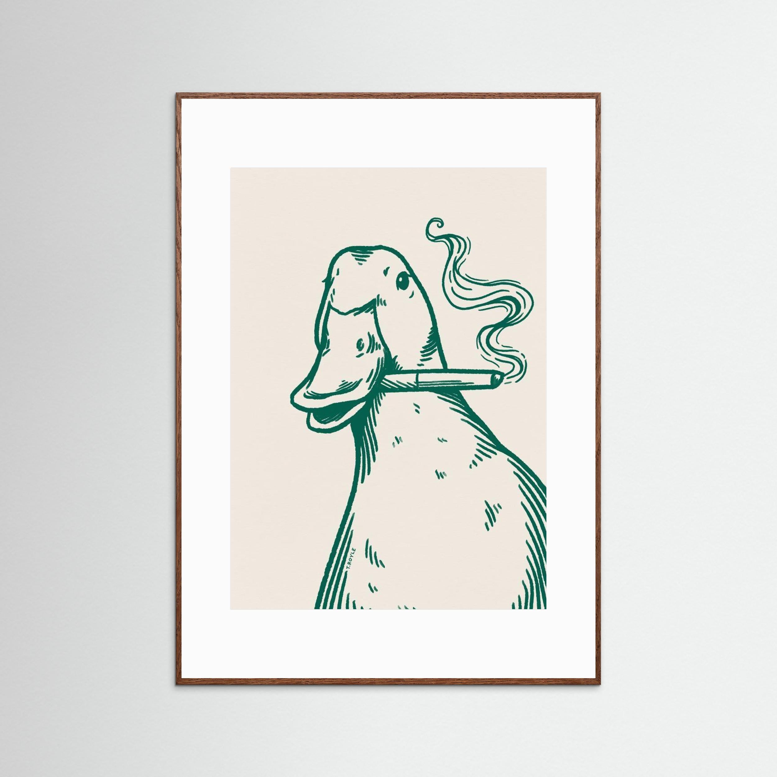Smoking Duck in green by Tara Royle